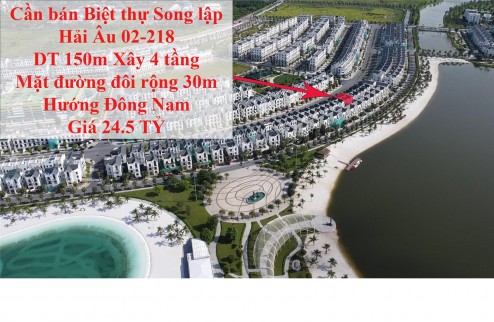 Chính chủ cần bán Biệt thự Song Lập HẢI ÂU 02 Vinhomes Ocean Park Gia Lâm Hướng Đông Nam