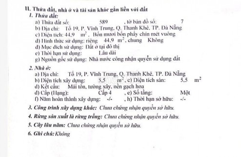 Chính chủ cần bán đất kiệt Hùng Vương, Phường Thạc Gián, Quận Thanh Khê, Đà Nẵng