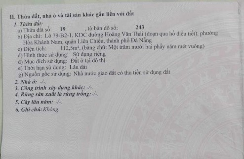 cần bán lô đất mặt tiền hoàng văn thái