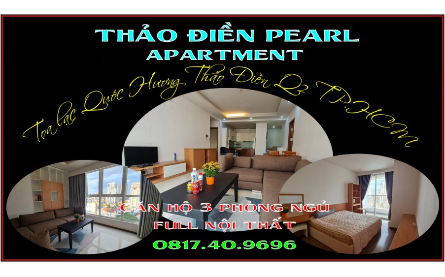 Cho thuê rẻ căn hộ Thảo Điền Pearl 3 phòng ngủ full nội thất trung tâm Q2 TP.HCM