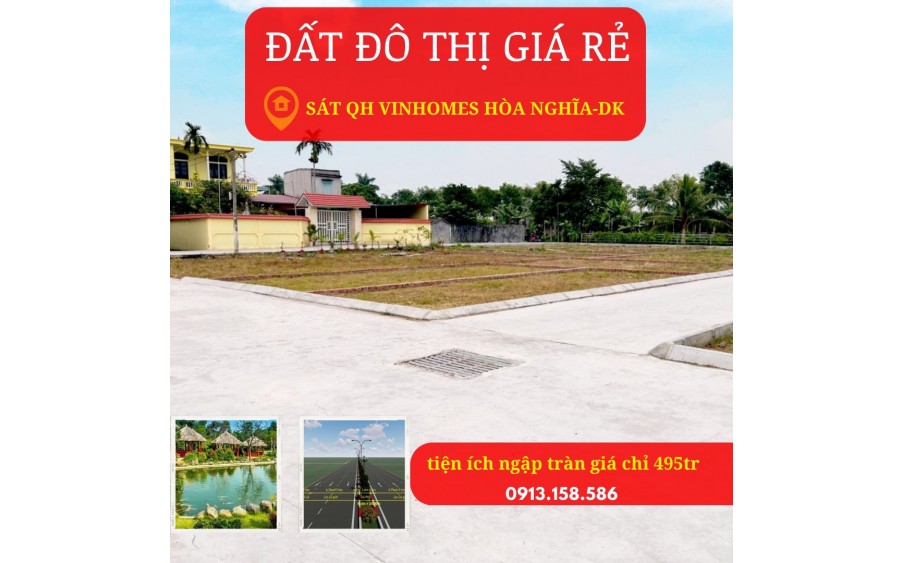 bán 2 lô đất liền nhau nằm tại trung tâm quận Dương Kinh- Chỉ 400m là đường Tư Thủy kết nối QL5b. giá rẻ 495Tr/Lô.