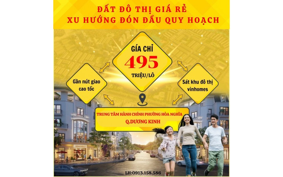 Chính chủ cần bán lô đất nằm trên trug tâm quận Dương Kinh giá rẻ nhất chưa từng có 495tr/lô sổ đỏ đầy đủ mua bán công chứng ngay.