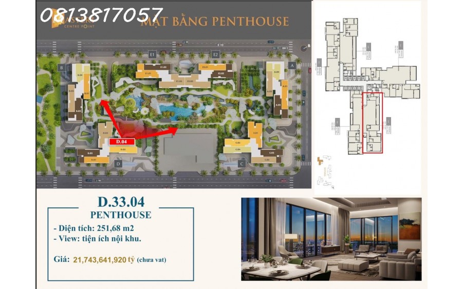 Sở Hữu Penthouse Là Sở Hữu Bầu Trời. Masteri Cnetral Point 251m2 View Sông, 21.7 Tỷ