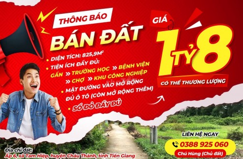 CHÍNH CHỦ BÁN ĐẤT SỔ HỒNG RIÊNG MT TRUNG TÂM CHÂU THÀNH-TIỀN GIANG