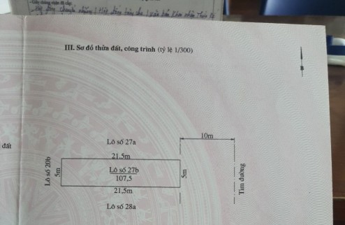 Bán lô đất 105M tái định cư Đồng Dứa Lũng Đông Hải An