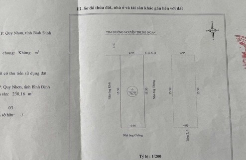 Bán Nhà Mặt Tiền Nguyễn Trung Ngạn P.Lý Thường Kiệt Quy Nhơn , 76,72m2 ,3 Mê , Giá 7 Tỷ