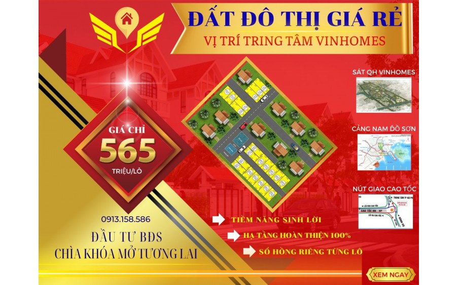 Chỉ 565tr sở hữu ngay lô đất góc 2 mặt tiền đường có 102 tại Quận Dương Kinh gần chợ, trường học, vinhomes Hòa Nghĩa đã bao gồm chi phí sang tên