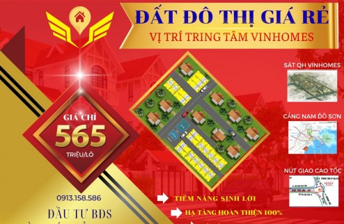 Gia đình cần bán nhanh lô đất nằm trung tâm quận Dương Kinh- giáp với KDT Vinhomes. giá rẻ 495tr/lô.
