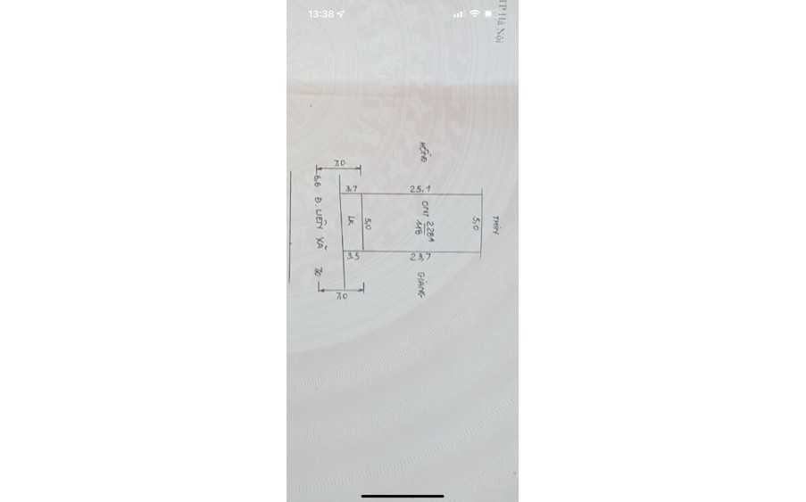 MẶT ĐƯỜNG LIÊN XÃ KINH DOANH SẤP MẶT SÁT NGAY QUẬN HÀ ĐÔNG 
- diện tích 118m đã trừ lưu không , mặt tiền 5m sổ vuông đẹp đất không lỗi phong thủy