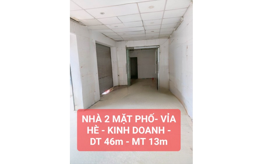 Bán Nhà - KINH DOANH - MẶT PHỐ QUANG TRUNG - DT 46m - MT 14m- LÔ GÓC