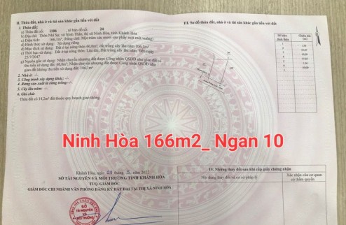 Bán đất Ninh Thân-Ninh Hòa DT 166m2 có sẵn 60m thổ cư giá chỉ 550 tr-LH 0906 359 868