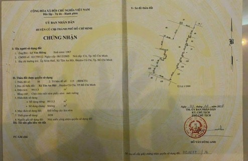 Cần bán gấp đất 9915 m²  khu vực xã Tân An Hội huyện Củ Chi TP.HCM