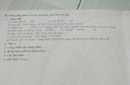 Cần bán gấp  2,1 mẫu đất tại Gia Lai