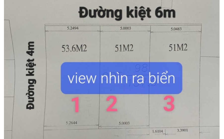 Bán 3 lô đất kiệt 6m sát biển K925 NGUYỄN TẤT THÀNH, Thanh Khê, Đà Nẵng