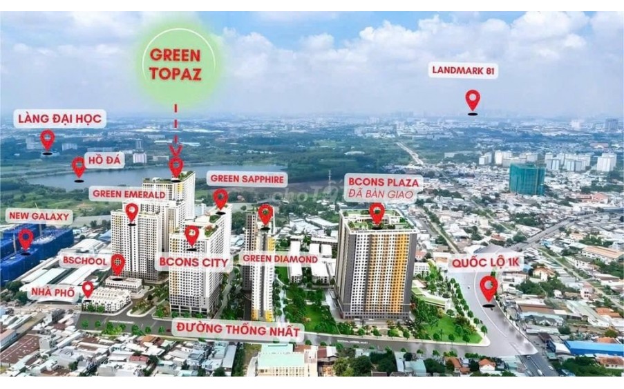 Bán lỗ căn góc 58m2 dự án Bcons City - Green Topaz, Đường Thống Nhất, khu phố Bình Thắng, Phường Đông Hòa, Thành phố Dĩ An, Bình Dương