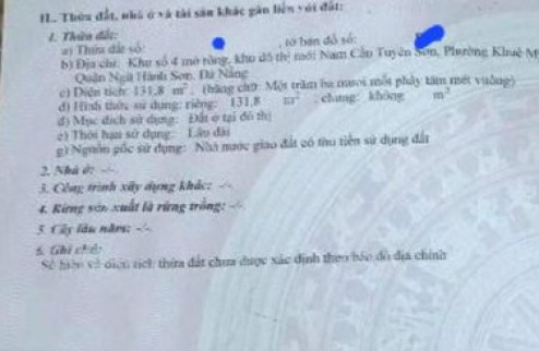 Bán đất 2MT đường Doãn Kế Thiện &Tuy Lý Vương, Ngũ Hành Sơn, Đà Nẵng