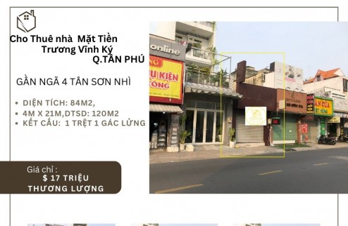 Cho thuê nhà Mặt Tiền Trương Vĩnh Ký  84m2, 17Triệu