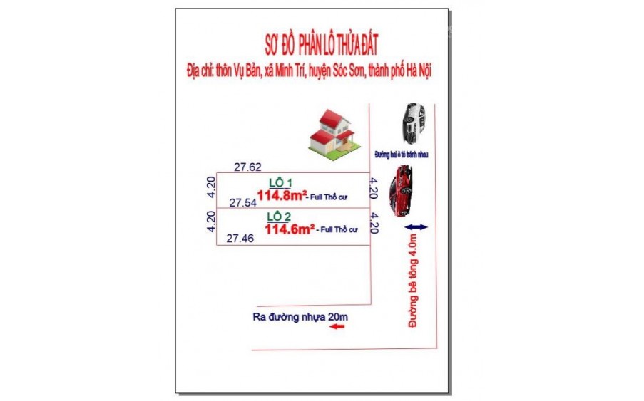 Bán 229,4 m2 đất đất Vụ Bản - Minh Trí - Sóc Sơn - Hà Nội