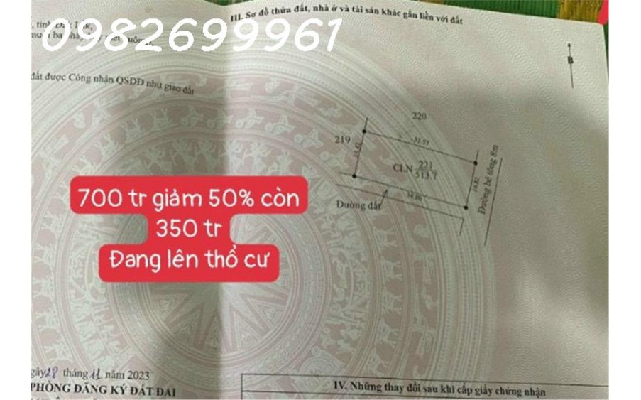 700 triệu giờ chỉ bán 350 triệu sát bên ủy ban xã phú xuân krong năng,sổ riêng