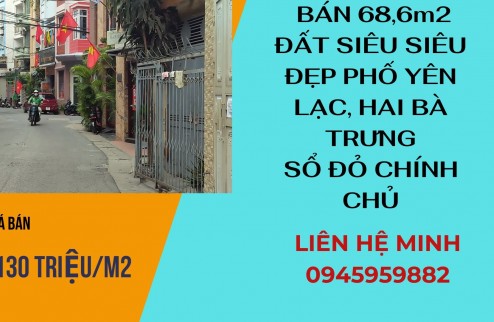 Chính chủ bán đất SIÊU SIÊU ĐẸP, MT siêu rộng, phố Yên Lạc, Hai Bà Trưng, Hà Nội