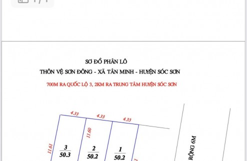 3 siêu phẩm mới kính tinh F0 tại: Vệ Sơn Đông-Tân Minh-Sóc Sơn.(đường ô tô)
*Thông tin:
-Diện tích:50,2m . mặt tiền = hậu 4,33 m
-Cách dự án đã