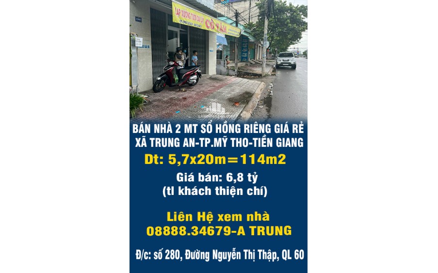 BÁN NHÀ 2 MT SỔ HỒNG RIÊNG GIÁ RẺ TRUNG TÂM XÃ TRUNG AN-TP.MỸ THO-TIỀN GIANG