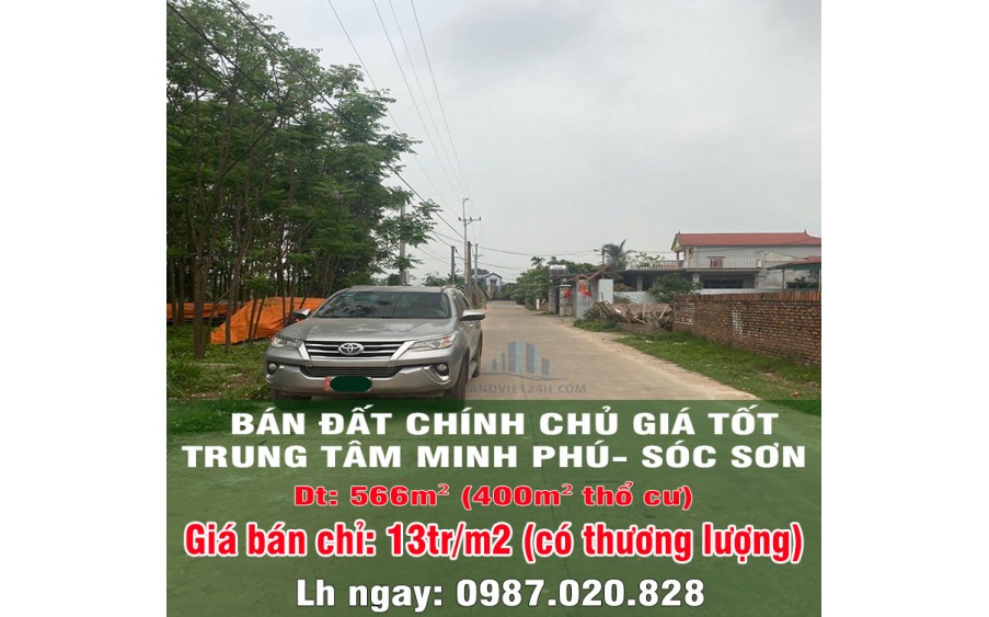 BÁN ĐẤT CHÍNH CHỦ GIÁ TỐT TRUNG TÂM MINH PHÚ- SÓC SƠN