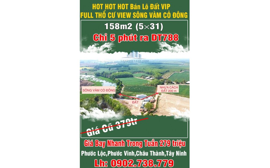 HOT HOT HOT – BÁN LÔ ĐẤT CỰC VIP VIEW SÔNG 158m2 (5×31) FULL THỔ CƯ