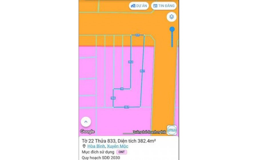 HÀNG NÓNG...7.7*40 nở hậu 15 tổng diện tích 382.4m2 full thổ cư