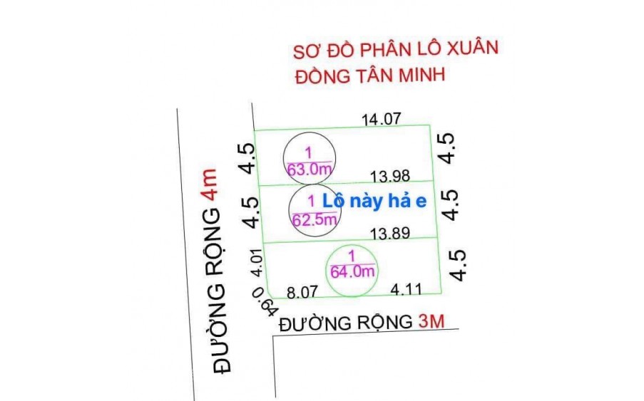 giá 590 tr dt 63 m dg thông rộng 4 m dg đã có ống thoát nước