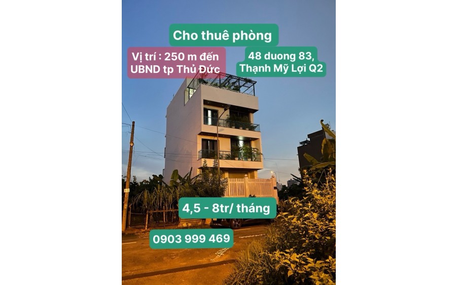 Cho thuê CHDV full nội thất dt 17- 45m2  P.Thạnh Mỹ Lợi, tp Thủ Đức (Q2 cũ).