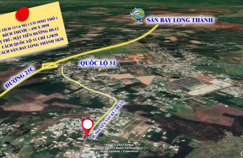 Cần bán nền đất 117m2 MT đường Hương Lộ 12 (HL12) xã Long Phước, Long Thành.