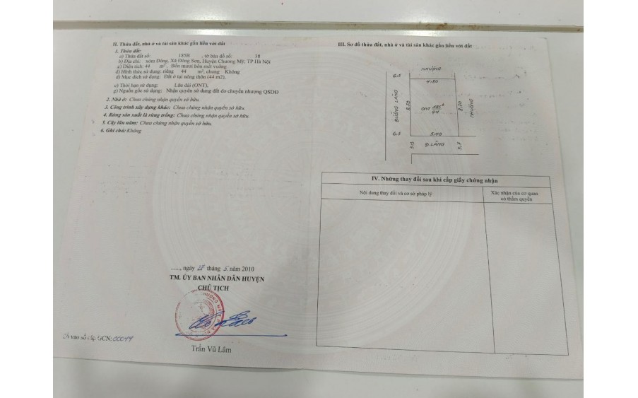 Cc Bán đất tặng nhà 2 tầng, 44m2, 1.x tỷ, tk3, ô góc, ô tô tránh, tại Đông Sơn Chương Mỹ Hà Nội