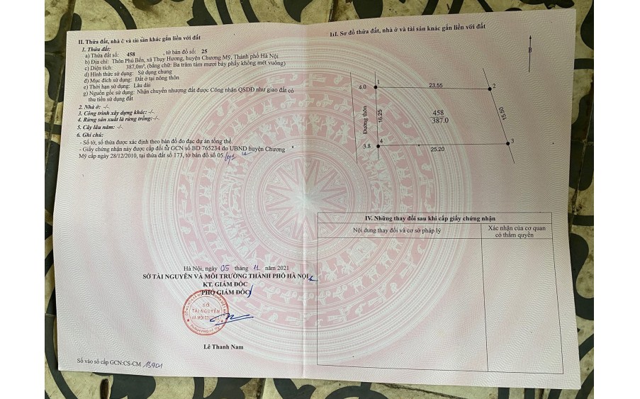 Đất 387m2, Full thổ cư, tk 6, Thụy Hương, Chương Mỹ, giá chỉ 1x tr/m2, ô tô, ngõ thông
