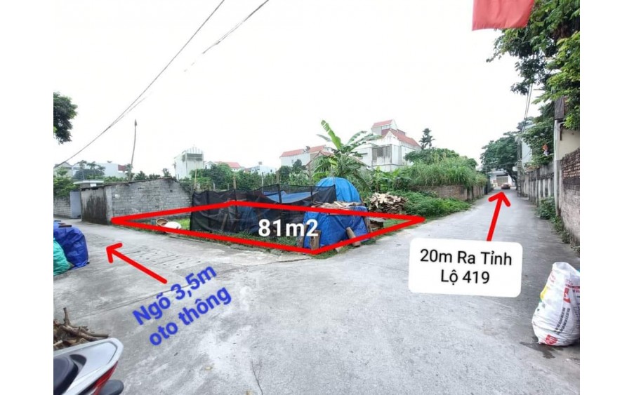 Cần Bán Đất 81m2, nhỉnh 2.x tỷ, giáp TL 419, Đại Yên, tk2, ô góc đường ô tô đánh võng vòng quanh đất.