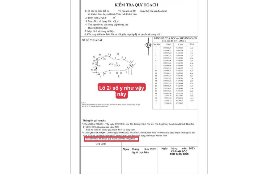 Giảm 100tr Đất Vườn Vùng Ven Nha Trang rộng 220m tặng thêm 2720m giá chưa tới 400tr Tại Khánh Bình Khánh Vĩnh