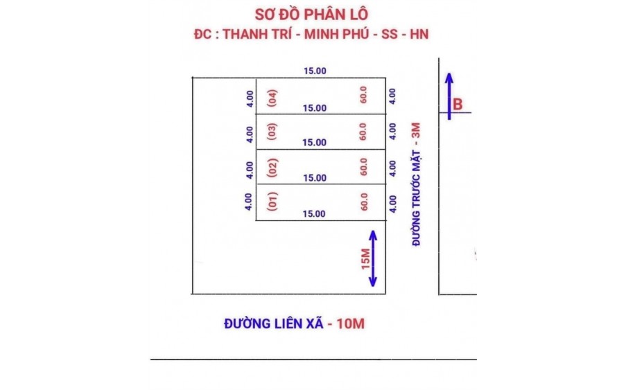 Bán nhanh 60m² tại Thanh Trí - Minh Phú - Sóc Sơn. Đường thông oto vào đất