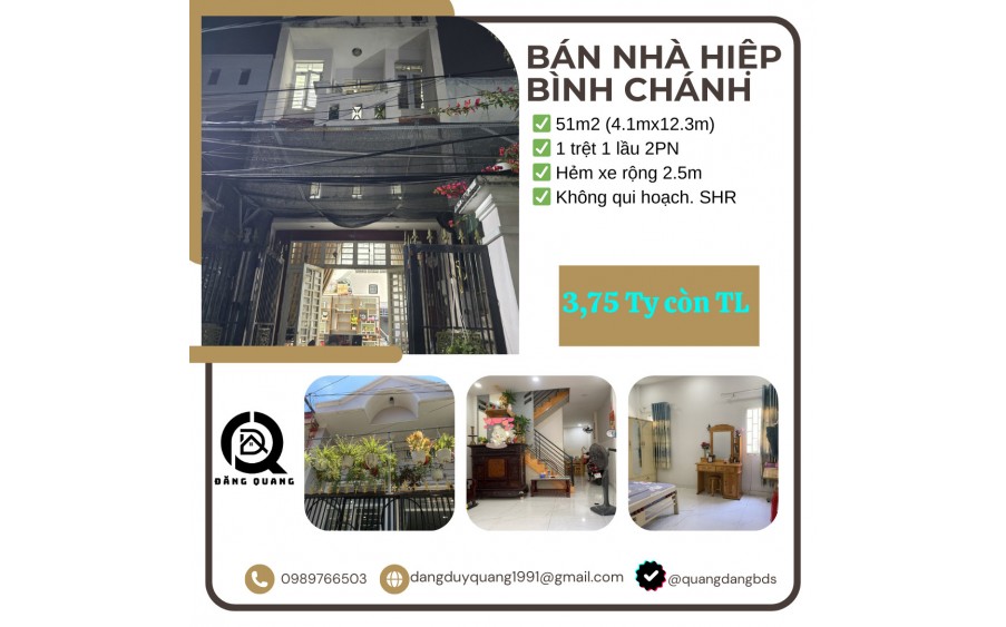 Bán nhà Đường số 6,Gần Đường Quốc Lộ 13, Hiệp Bình Chánh, Thủ Đức - 51m2 - 3,75 TY