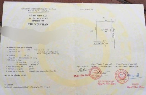 45m2, 1.x tỷ, Trung tâm Chúc Lý, Ngọc Hoà, Chương Mỹ, tk3, ô tô đỗ cửa. Giá đầu tư 1.x tỷ.