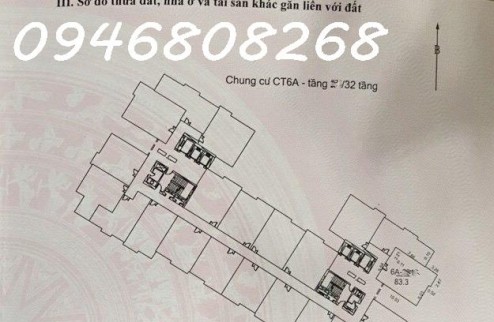 Chính chủ cần bán căn hộ chung cư CT6A – Xala, diện tích 75m2 gồm 3 phòng ngủ và 2 nhà vệ sinh, lô góc 3 mặt thoáng