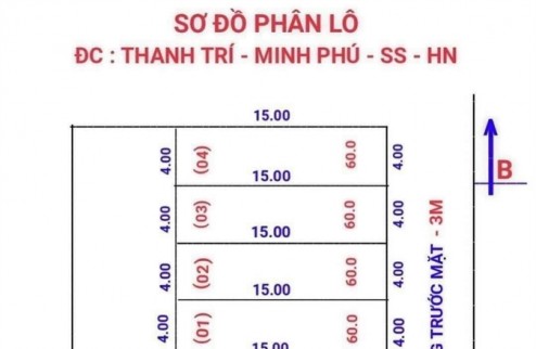 Bán nhanh 60m² tại Thanh Trí - Minh Phú - Sóc Sơn. Đường thông oto vào đất