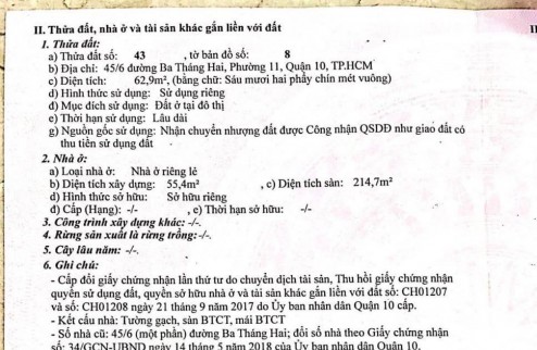 Bán nhà hẻm xe hơi Cư Xá Đồng Tiến p14q10 giá 17,4 tỷ - DT 80 m2