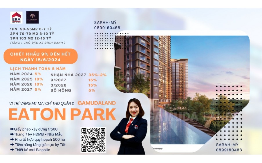 Căn 1 Pn Eaton Park chiêt khấu 9% bán giai đoạn đầu