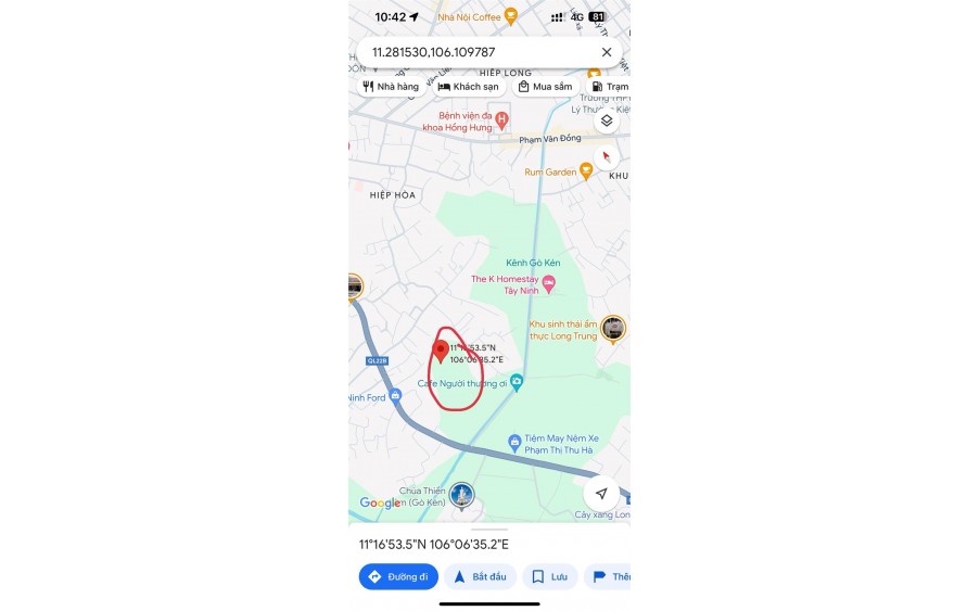 Bán đất Thị xã Hoà Thành, quy hoạch đường oto đụng QL22B