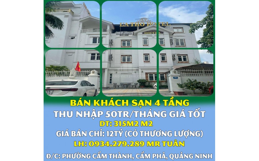 BÁN KHÁCH SẠN 4 TẦNG THU NHẬP 50TR/THÁNG GIÁ TỐT NHẤT KHU VỰC CẨM PHẢ-QUẢNG NINH