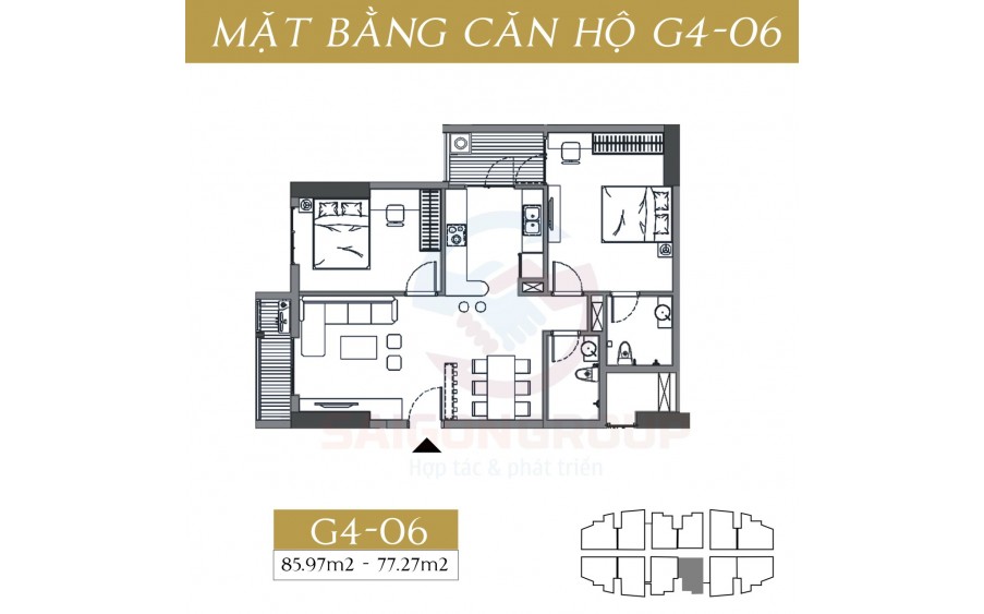 Bán căn hộ 77m2 le grand jardin tòa G4, G5 bc hướng ĐN sài đồng, long biên