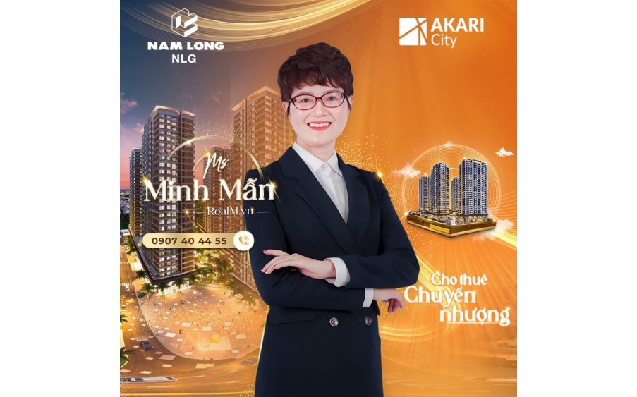 MUA BÁN CĂN HỘ AKARI NAM LONG, VÕ VĂN KIỆT QUẬN BÌNH T N, NHẬN NHÀ MỚI Ở  VÀ CHO THUÊ NGAY. LH: 0907404455