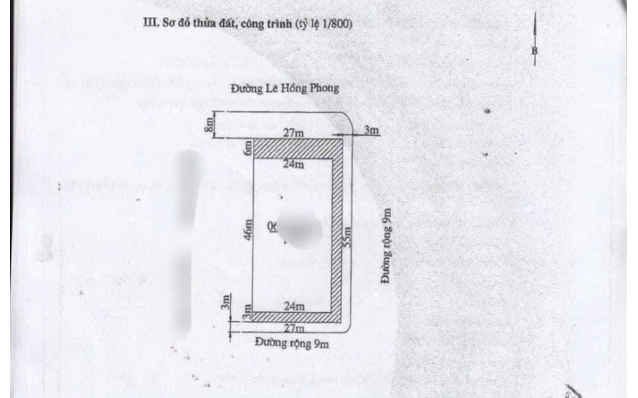 Bán lô đất 3 mặt đường DT 1485M Đường Lê Hồng Phong Hải An HP