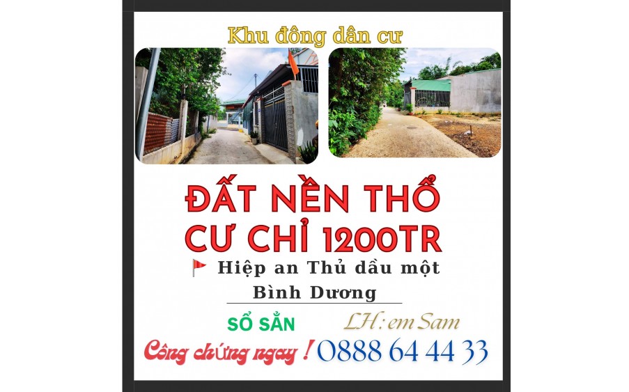 BÁN GẤP ĐẤT NÊN 90M2 TẠI HIỆP AN CHỈ 1199TR THỔ CƯ 60M2 SỔ SẲN CÔNG CHỨNG NGAY