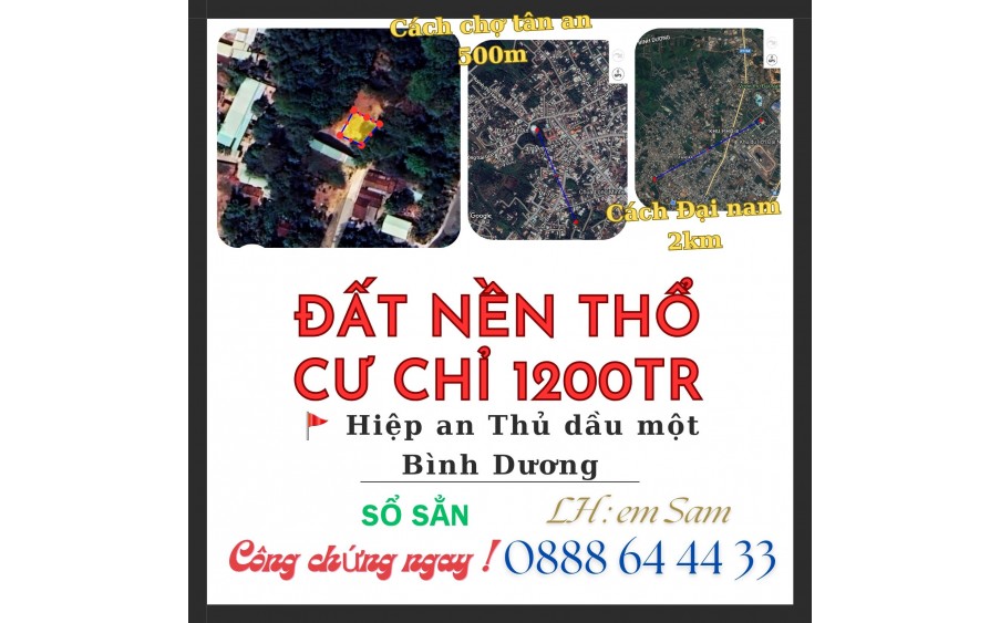 BÁN GẤP ĐẤT NÊN 90M2 TẠI HIỆP AN CHỈ 1199TR THỔ CƯ 60M2 SỔ SẲN CÔNG CHỨNG NGAY